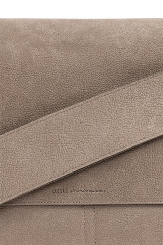 Ami Alexandre Mattiussi beige Leather shoulder bag with logo 6