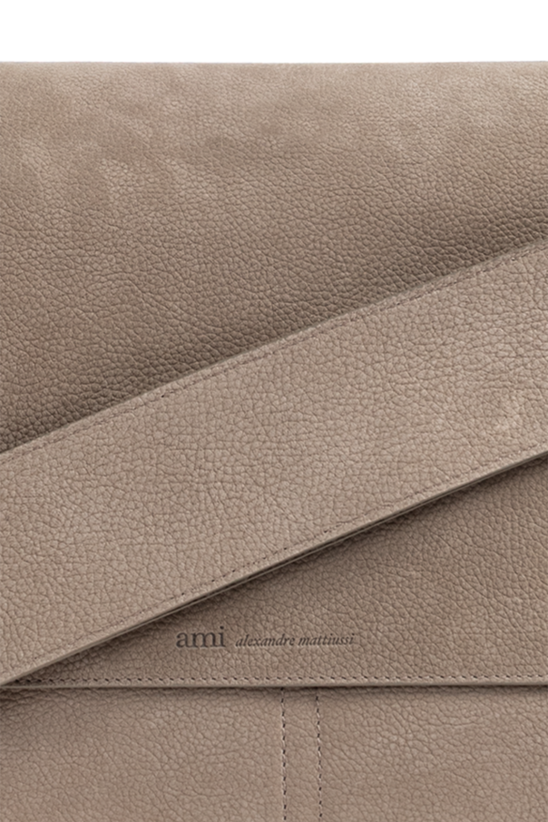 Ami Alexandre Mattiussi beige Leather shoulder bag with logo 6