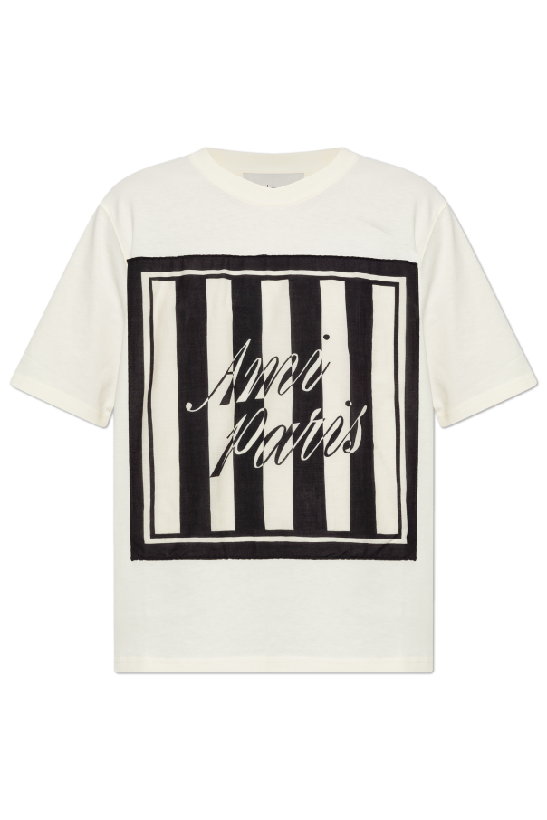 Ami Alexandre Mattiussi cream T-shirt with logo 1