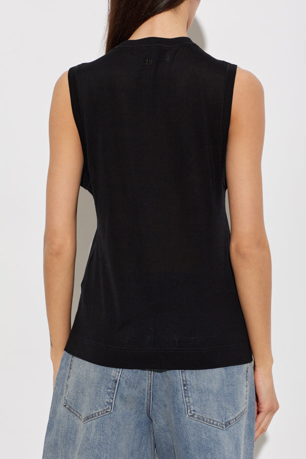 Ami Alexandre Mattiussi BLACK Top with embroidered logo 4
