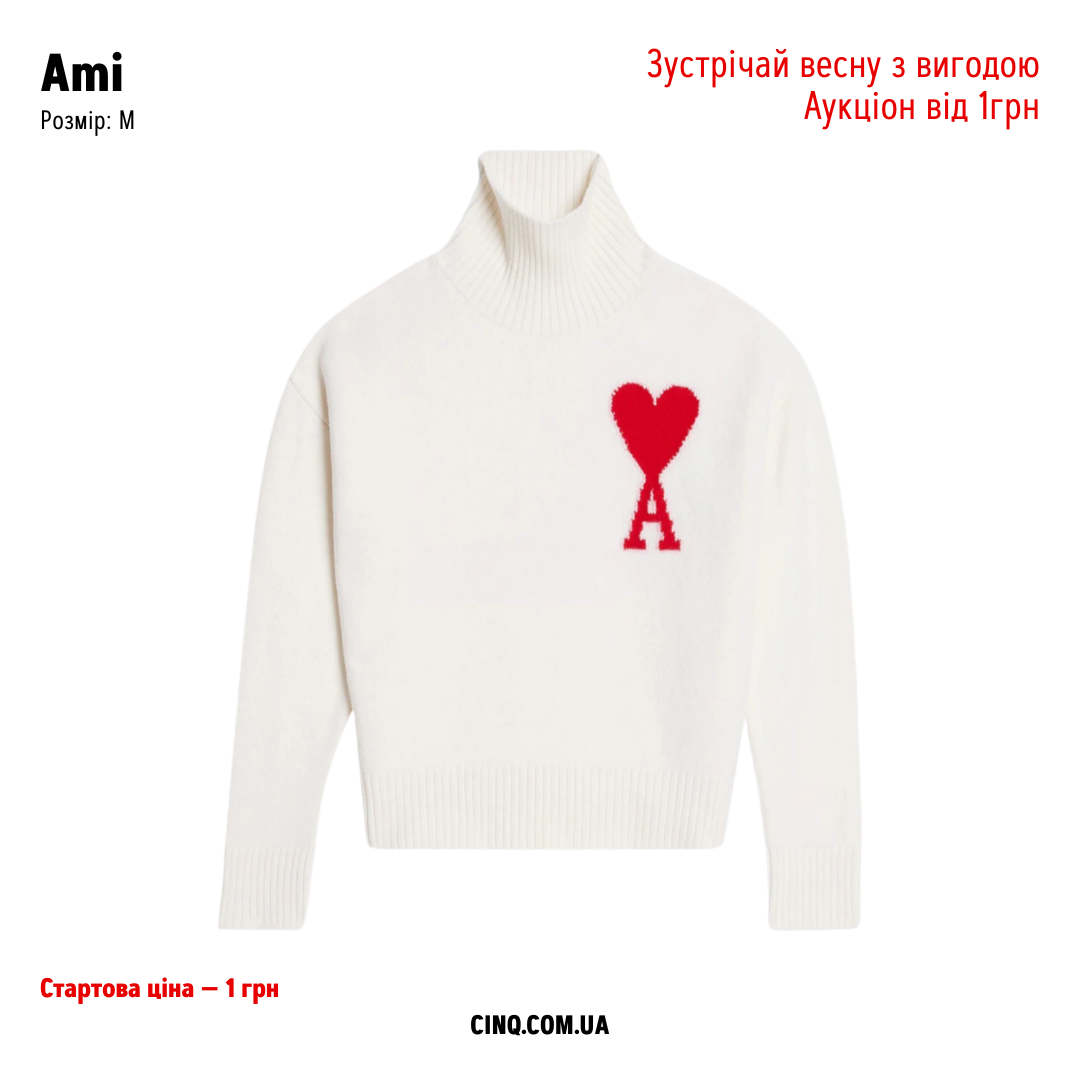AMI Светр Ami De Coeur Білий M