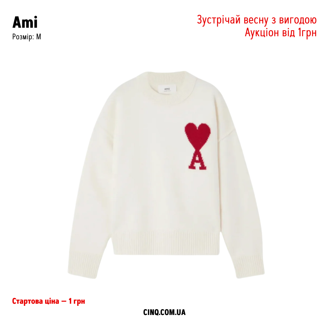 AMI Светр Ami De Coeur Білий M