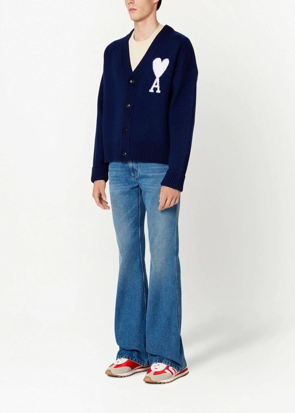 Ami Paris Navy Cardigan with logo 03863603