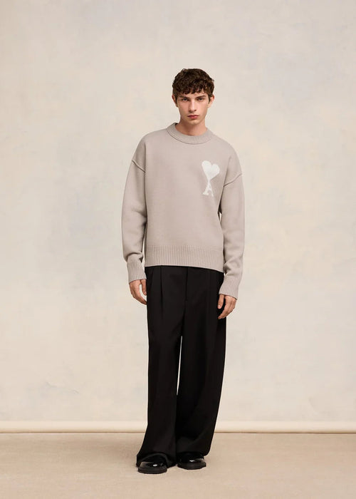 Ami Paris Beige Sweater with logo 02763645