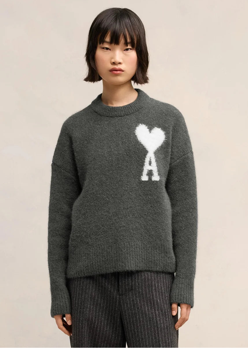 Ami Paris Grey Sweater with Off White logo 02763647