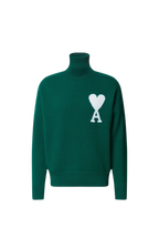 Ami Paris светр з високим горлом і монограмою Ami de Coeur зелений