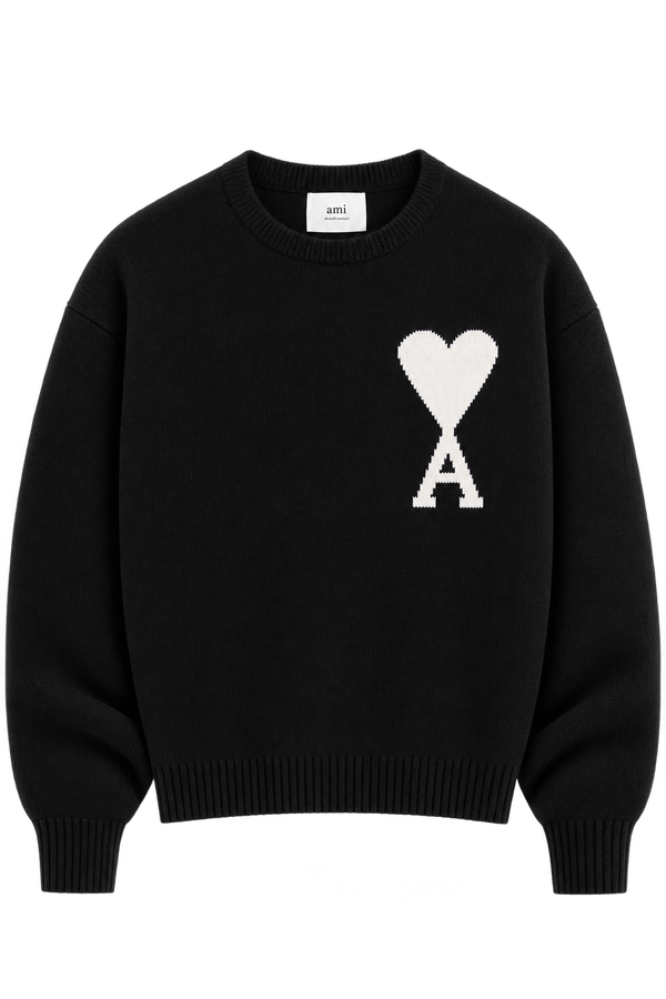Ami Paris Светр з логотипом Ami De Coeur чорний