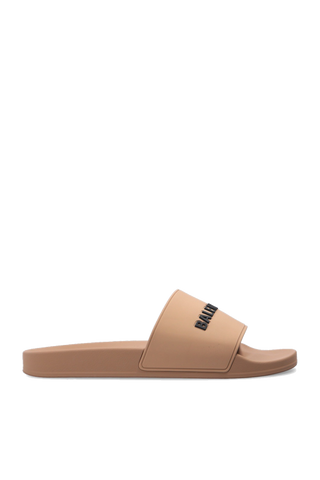 Balenciaga BROWN ‘Pool’ slides with logo 1