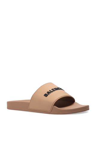 Balenciaga BROWN ‘Pool’ slides with logo 4