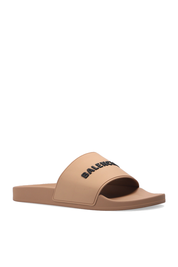 Balenciaga BROWN ‘Pool’ slides with logo 4
