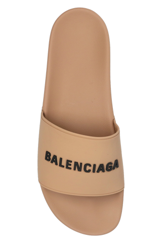 Balenciaga BROWN ‘Pool’ slides with logo 6