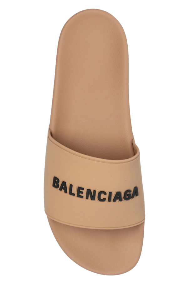 Balenciaga BROWN ‘Pool’ slides with logo 6