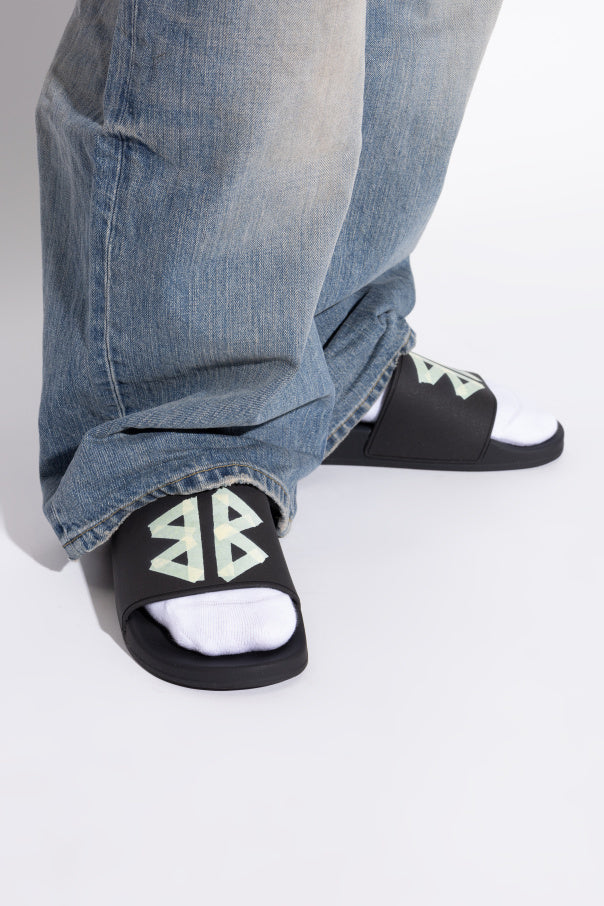 Balenciaga BLACK Slides with logo 2