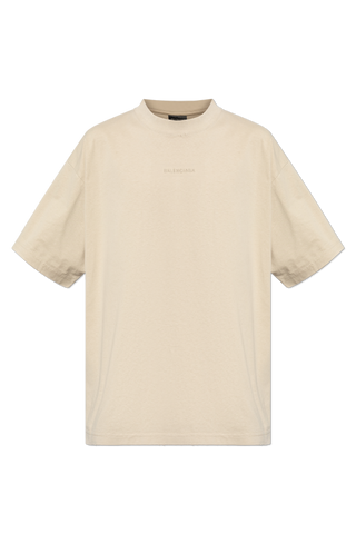 Balenciaga beige T-shirt with embroidered logo 1