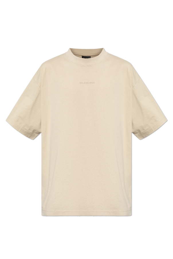 Balenciaga beige T-shirt with embroidered logo 1