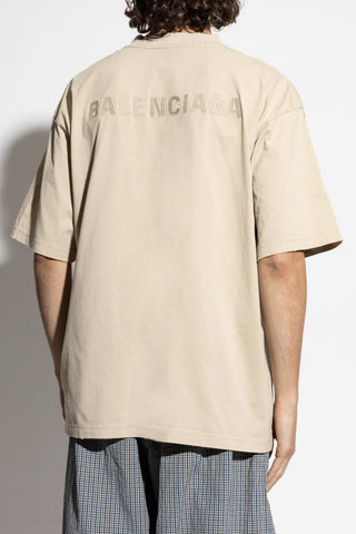 Balenciaga beige T-shirt with embroidered logo 4