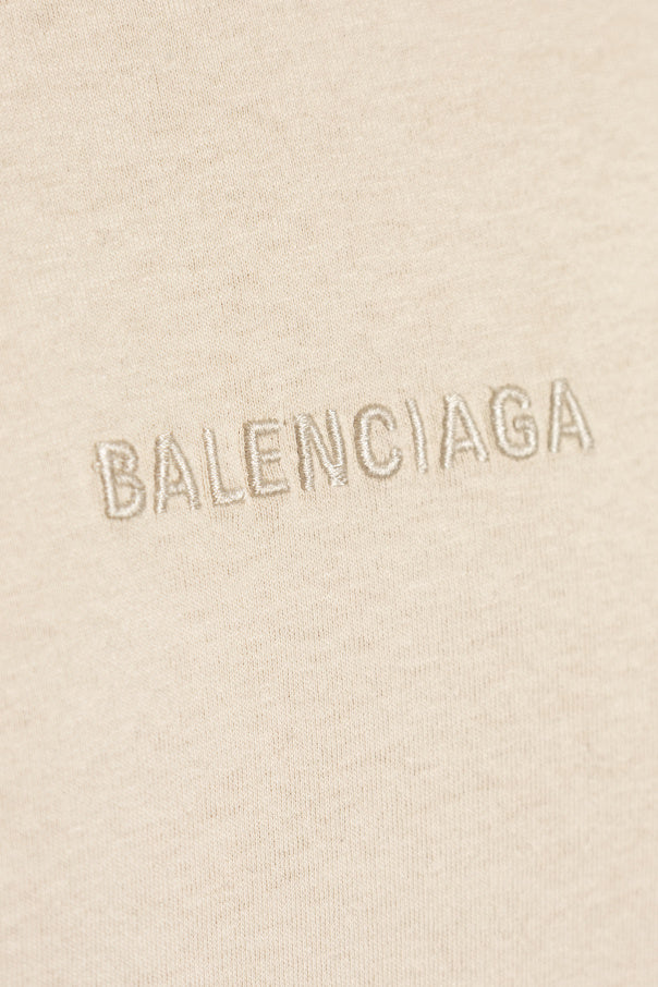 Balenciaga beige T-shirt with embroidered logo 5