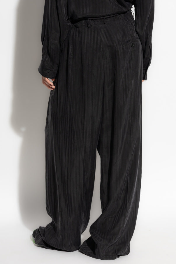 Balenciaga BLACK Loose-fit striped pattern trousers 4