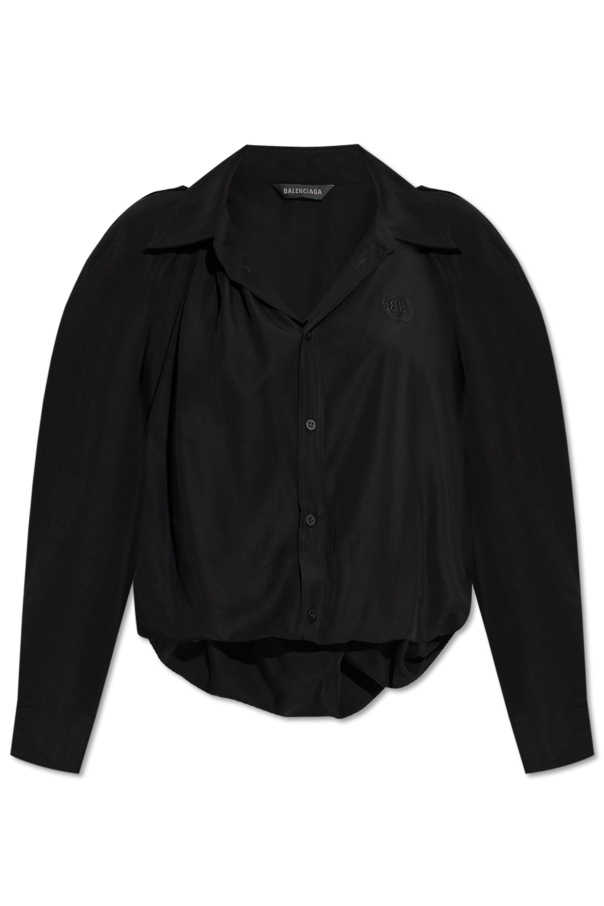Balenciaga BLACK Shirt with embroidered logo 1