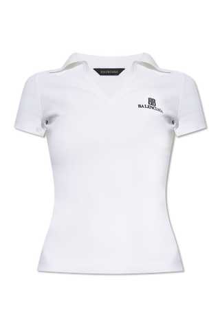 Balenciaga WHITE Polo with embroidered logo 1