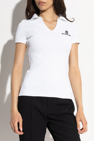 Balenciaga WHITE Polo with embroidered logo 3