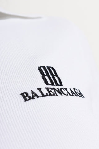 Balenciaga WHITE Polo with embroidered logo 5