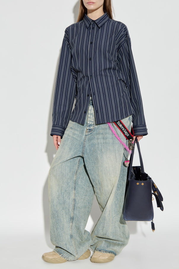 Balenciaga NAVY BLUE Shirt with striped pattern 2