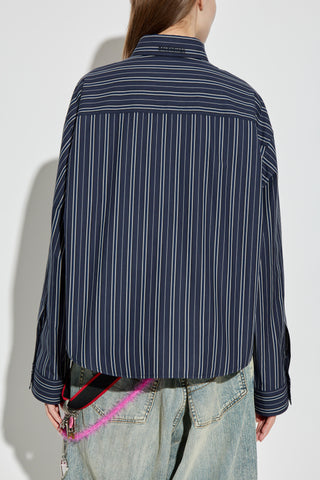 Balenciaga NAVY BLUE Shirt with striped pattern 4