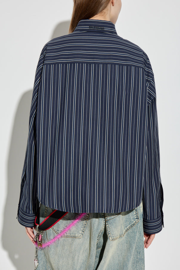 Balenciaga NAVY BLUE Shirt with striped pattern 4