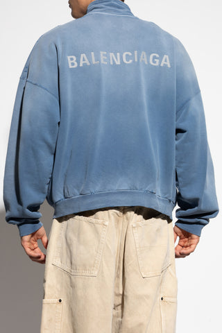 Balenciaga BLUE Sweatshirt with stand-up collar 4