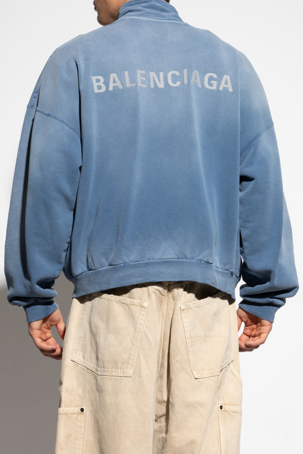 Balenciaga BLUE Sweatshirt with stand-up collar 4