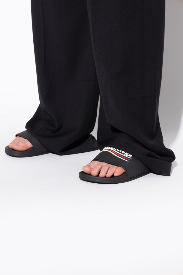 Balenciaga BLACK Slides with logo 2