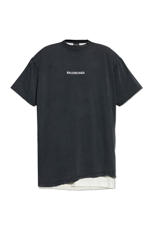 Balenciaga BLACK T-shirt with logo 1