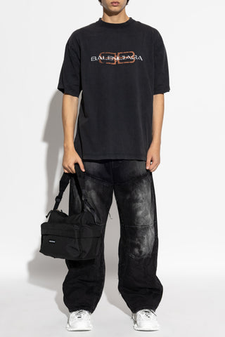 Balenciaga BLACK T-shirt with a crinkled effect 2