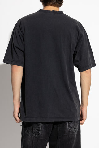 Balenciaga BLACK T-shirt with a crinkled effect 4