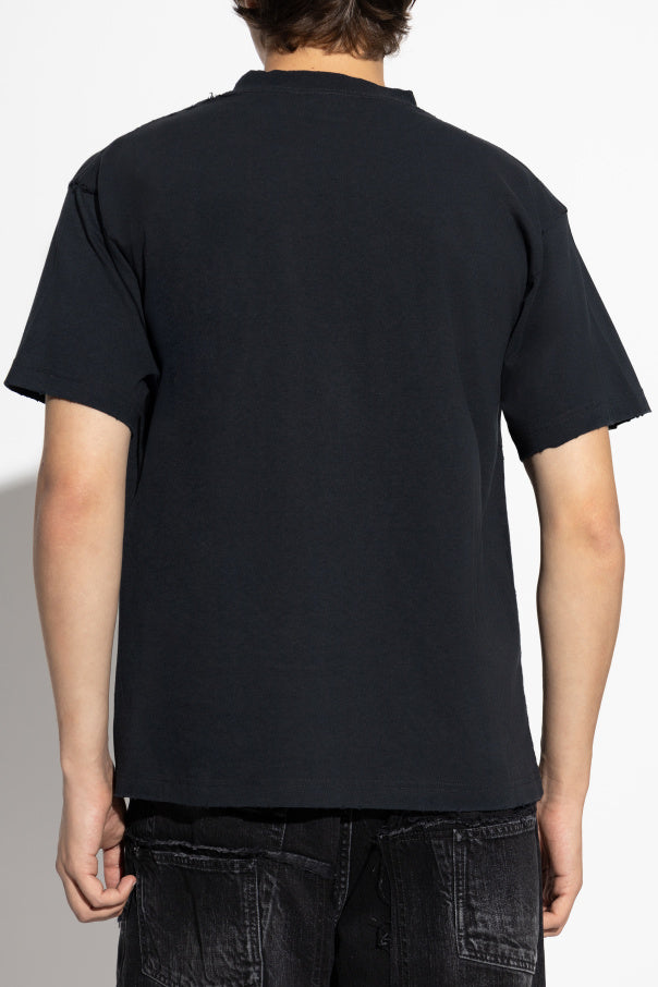 Balenciaga BLACK T-shirt with a vintage effect 4