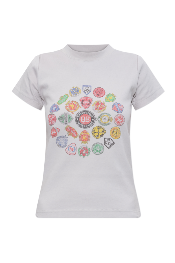 Balenciaga GREY T-shirt with colorful print 1