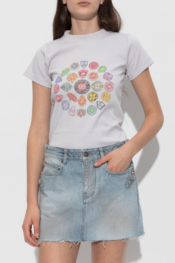 Balenciaga GREY T-shirt with colorful print 3