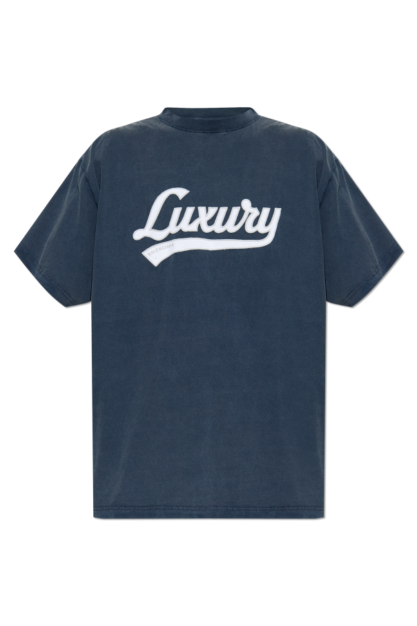 Balenciaga NAVY BLUE T-shirt with logo 1