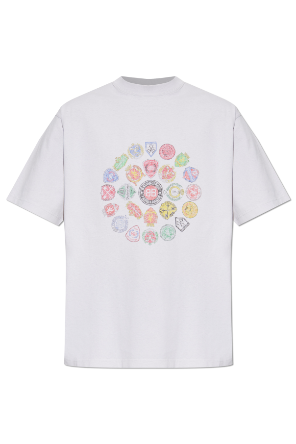 Balenciaga GREY T-shirt with colorful print 1