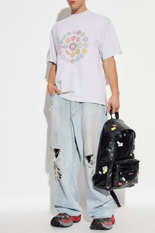 Balenciaga GREY T-shirt with colorful print 2