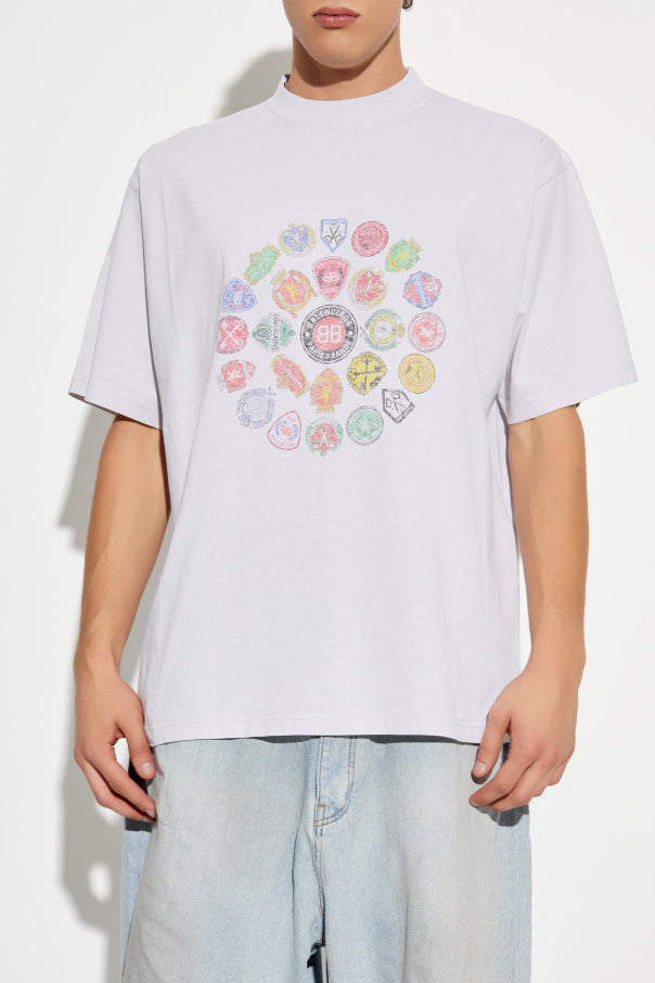 Balenciaga GREY T-shirt with colorful print 3