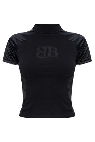 Balenciaga BLACK Top with embroidered logo 1