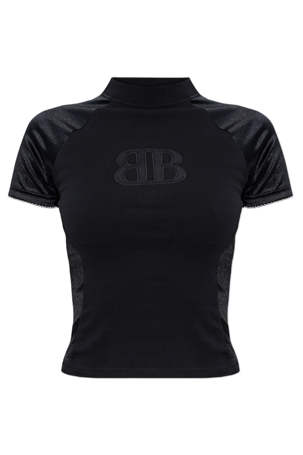 Balenciaga BLACK Top with embroidered logo 1