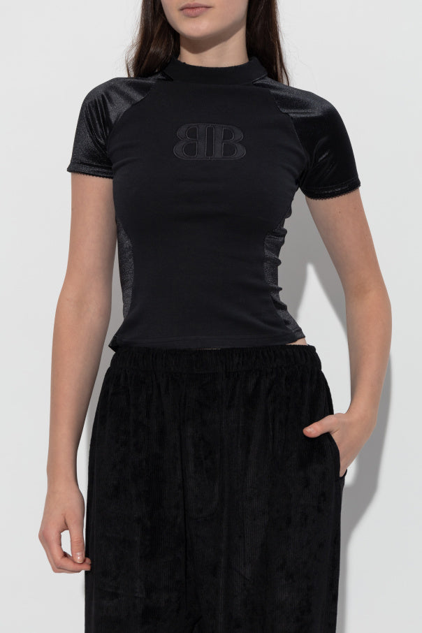 Balenciaga BLACK Top with embroidered logo 3