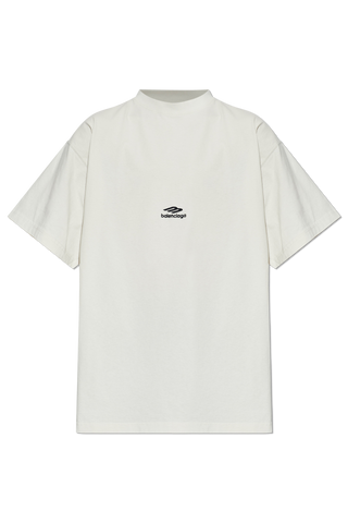 Balenciaga cream T-shirt with embroidered logo 1