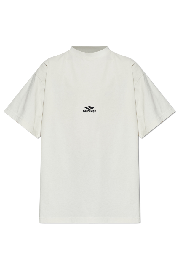 Balenciaga cream T-shirt with embroidered logo 1