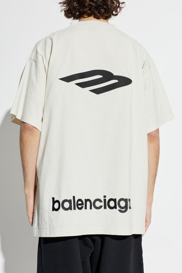 Balenciaga cream T-shirt with embroidered logo 4