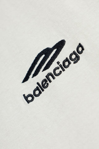 Balenciaga cream T-shirt with embroidered logo 5