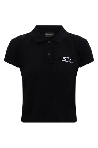 Balenciaga BLACK Polo with embroidered logo 1